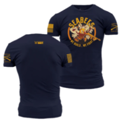 Grunt Style - USN - We build, We fight T-shirt - Navy GSNV0069