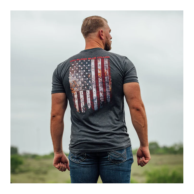 Grunt Style - Red Blood Blue Collar T-shirt - Charcoal GS5758
