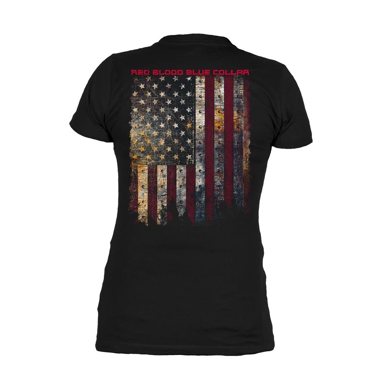 Grunt Style - Women's Red Blood Blue Collar V-neck - Black GS5759