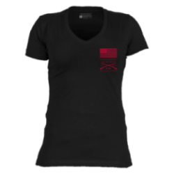 Grunt Style - Women's Red Blood Blue Collar V-neck - Black GS5759