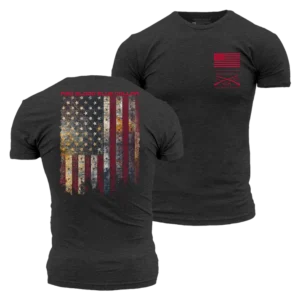 Grunt Style - Red Blood Blue Collar T-shirt - Charcoal GS5758 - Image 3