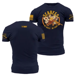 Grunt Style - USN - We build, We fight T-shirt - Navy GSNV0069 - Image 3